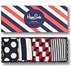 Happy Socks 4-Pack Stripe Box Socken für Männer und Frauen - Blau-Rot-Weiß