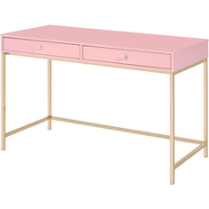 Mercer41 Ottey High Gloss & Gold Pink 47" H X 20" W X 31" D Writing Desk