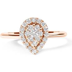 Haus of Brilliance 10K Rose Gold 3/8 Cttw Composite Diamond Pear Shaped Halo Promise Ring (I-J Color, I2-I3 Clarity)