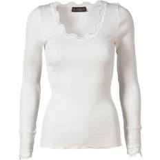 Rosemunde Dame Skjorter Rosemunde Silke T-shirt Regular Is Wide Lace New White