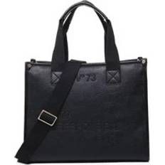 V73 Ecoleather Väska Med Blandat Tyg Handtag - Svart
