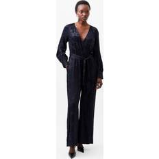 Lino Monos French Connection Arya Satin Jacquard Jumpsuit - Marine