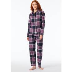 Schiesser Unterwäsche Schiesser Pyjama lang Flanell beige nachtblau Damen