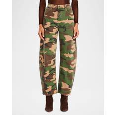 Camouflage - Women Jeans Marbel Camo Mid Rise Barrel-Leg Jeans - Camo Canvas