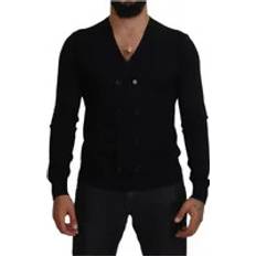 Dolce & Gabbana Men Cardigans Dolce & Gabbana Elegant Cashmere Knit Cardigan Black