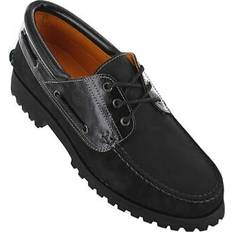 Herren - Schwarz Segelschuhe Timberland Authentics 3-Eye Classic Lug Boat Shoes - Herren Loafers Bootsschuhe Leder Schwarz