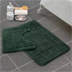 GC GAVENO CAVAILIA Cavailia Grecian Grace 2 Piece Bath Mat Set Dark Green