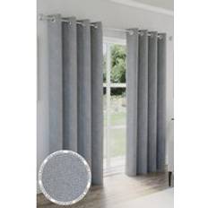 Grey - Linen Curtains Enhanced Living Austin 100% Blackout Linen Look Pair of Eyelet Curtains - Grey - 168 cm x 183 cm Drop