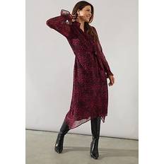 Wallis Berry Animal Print Hankey Hem Shirt Dress - Women