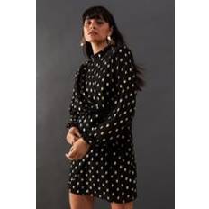 Gold - Short Dresses Warehouse Foil Chiffon High Neck Wrap Front Mini Dress - Gold