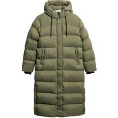 Superdry Dam - Vinterjackor Superdry Ripstop Longline Puffer Jacket Dam - Dusty Olive Green Grid