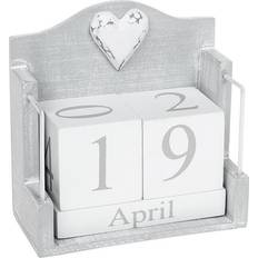White Calendars Joe Davies Provence Wooden Grey Desktop Perpetual Calendar With White Shabby Chic Heart