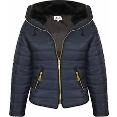 Girls Padded Navy Puffer Coat