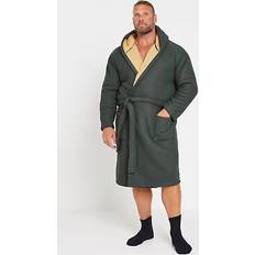 Grey - Men Robes BadRhino Waffle Borg Dressing Gown - Grey