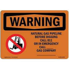 Natural Workplace Signs SignMission OS-WS-D-35-L-12258 OSHA Warning Sign - Natural Gas Pipeline Before with Symbol