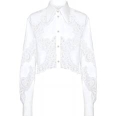 Dolce & Gabbana Women Shirts Dolce & Gabbana Floral Openwork Embroidery Shirt White