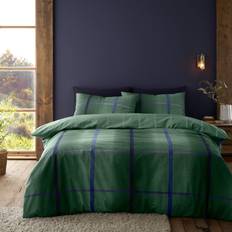 Textiles Catherine Lansfield Brushed Cotton Melrose Tweed Check Set - Duvet Cover Green