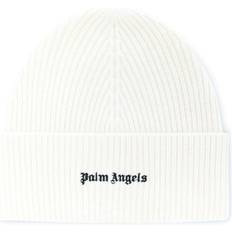 Palm Angels Mössor Palm Angels Logo-Embroidered Ribbed Beanie - Unisex - White