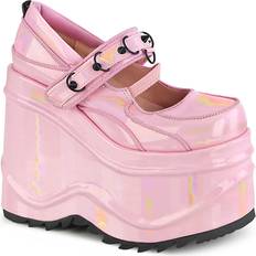 Demonia DemoniaCult Damen Plateaupumps D-Ring Babypink Holo Lack