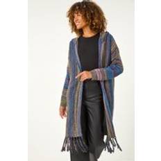 Multicolour - Woman Coats Roman Hooded Knit Longline Cardigan - Multi