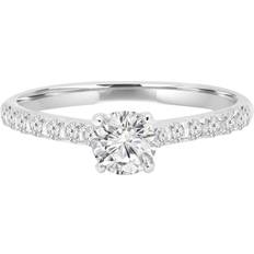 Majesty Diamonds 0.66 CTW Round Diamond Trellis Solitaire with Accents Engagement Ring in 14K White Gold