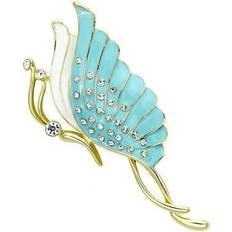 Transparent Brooches Alamode LO2771 Women Flash Gold White Metal Brooches with Top Grade Crystal in Clear