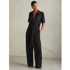 Nylon Jumpsuits & Overalls Reiss Joanie Wide Leg Jumpsuit Met Strikceintuur - Zwart