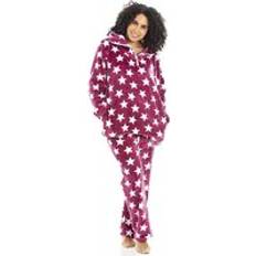 Camille White Star Print Pyjama Set - Burgundy