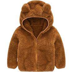 Boys Fleece Garments Kcodviy Warm Ear Cute Coat Jacket - F Coffee