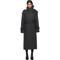 Acne Studios Coats Acne Studios Gray Belted Coat - AMA Grey/BLACK