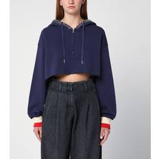 Dam - Guld - Sweatshirts Tröjor GOLDEN GOOSE Dark Blue Cropped Sweatshirt With Zip - Woman