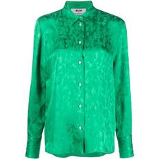 Puff Sleeve Shirts MSGM Abstract-Print Blouse - Women - Green