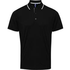 Black - Women Polo Shirts Premier Mens Contrast Coolchecker Polo PR619 Black/White