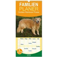 Gold Kalender Calvendo Familienplaner 2025 - Golden Retriever Power Wandkalender 21 x 45 cm