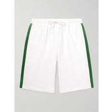 Gucci Shorts Gucci Wide-Leg Satin-Trimmed Monogrammed Terry Shorts - Men - White