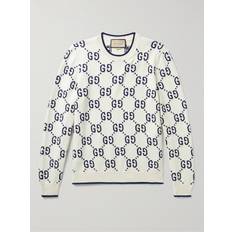 Gucci Gensere Gucci Logo-Jacquard Cotton Sweater - Men - Neutrals