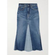 Polo Ralph Lauren Blue Skirts Polo Ralph Lauren Frayed Paneled Denim Midi Skirt - Blue