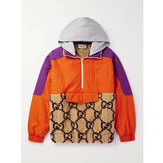 Gucci Outdoor Jackets Gucci Fleece- and Jersey-Trimmed Shell Half-Zip Jacket - Men - Orange