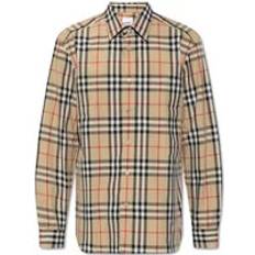 Burberry Herre Skjorter Burberry Check Shirt Camicie Beige Uomo