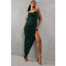 Clothing Misspap Chiffon Bandeau Corset Asymmetric Maxi Dress - Dark Green