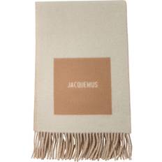 White - Women Scarfs Jacquemus L'echarpe Carre Tasselled-trim Wool Scarf - Women