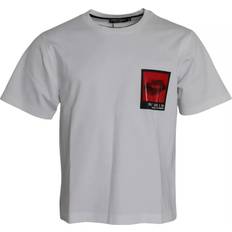 Dolce & Gabbana Red T-shirts Dolce & Gabbana White Red Lips Print Cotton T-Shirt Men