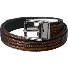 Wool Belts Dolce & Gabbana Authentic Leather Belt with Engraved Metal Logo Gold