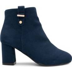 Paradox London Billie Wide Fit Mid Heel Ankle Boot - Navy