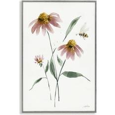 Framed Art Stupell Industries Wild Honeybloom Florals Botanical & Floral Painting Gray Print Wall Art 16 x 24 in Framed Art 24x24"