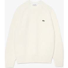 Lacoste White Jumpers Lacoste Thick Carded Wool Crew Neck Knit - White