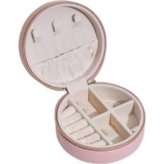 Jewellery Boxes on sale HKHBJS Round Multifunctional Jewelry Organizer Box Pu Leather Portable(a)