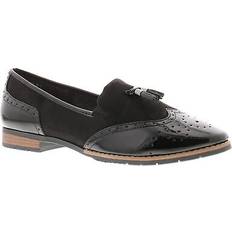 Jana Lave sko Jana Pavers Wide Fit Patent And Tassel Black Loafers - Sort