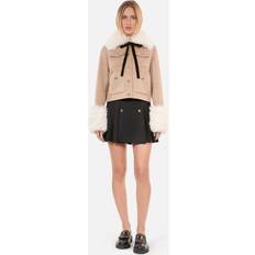 Linen Jackets The Kooples Boxy Faux Fur Trim Jacket - Beige