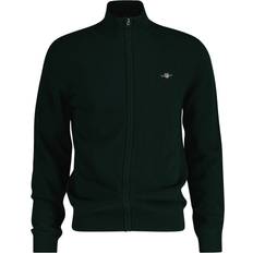 Gant Herre Trøjer Gant Extrafine Lambswool Zip Cardigan - Tartan Green Men